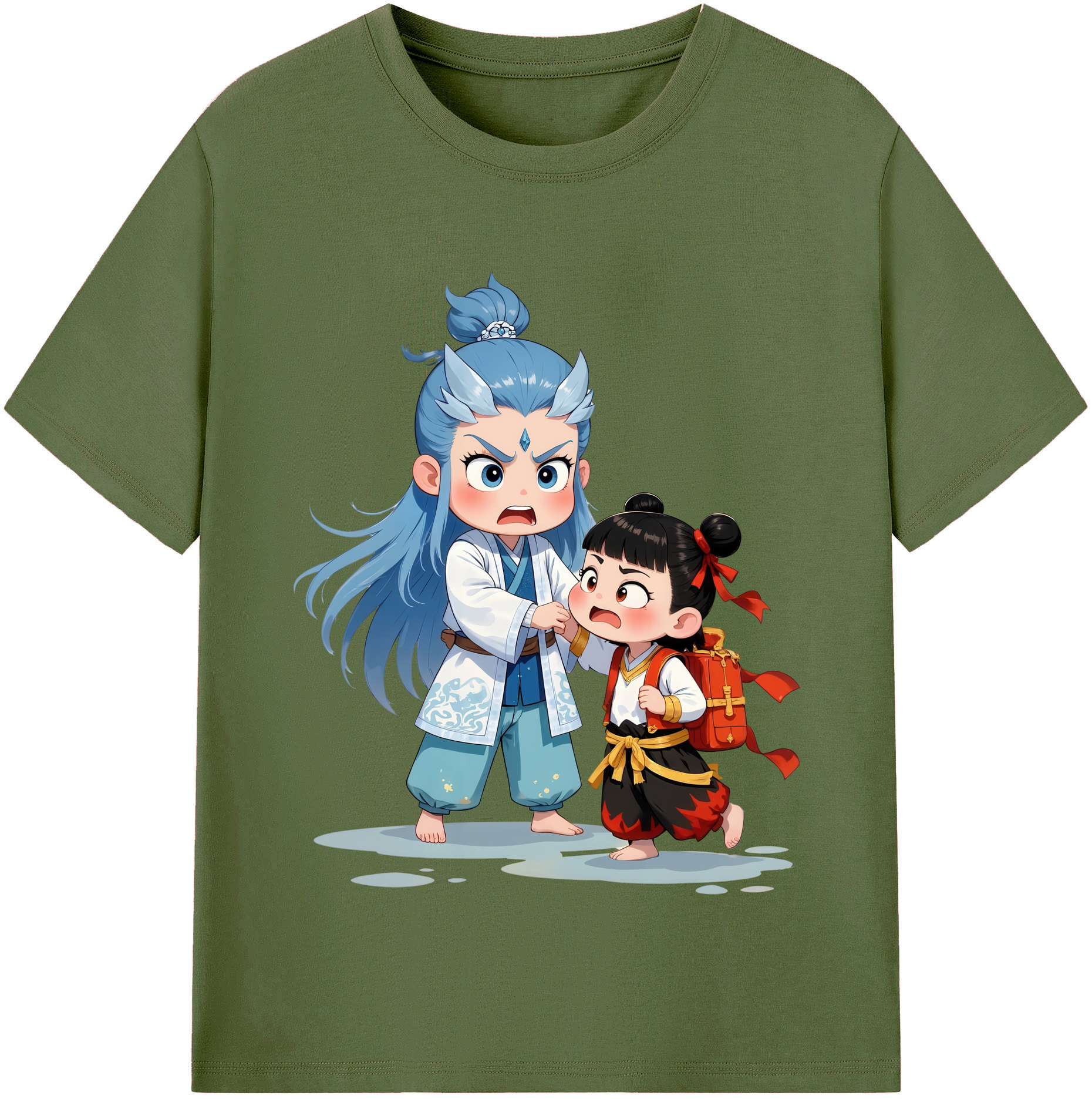 （画像用） Ne Zha 2 ナタ 魔童の大暴れ 綿100％半袖Tシャツ（フロントプリント）